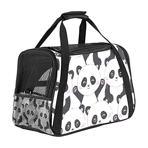DIYOF Premium Pet Carrier Airline Approved Soft Sided für Katzen und Hunde Tragbare gemütliche Reisetasche, Autositz Safe Carrier, Cartoon Panda Pattern von DIYOF