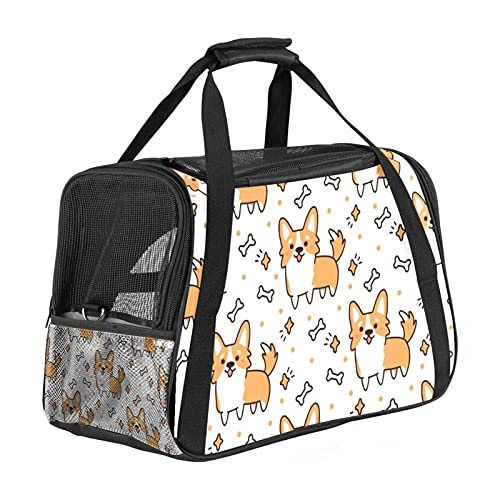 DIYOF Premium Pet Carrier Airline Approved Soft Sided für Katzen und Hunde Tragbare gemütliche Reisetasche, Autositz Safe Carrier, Cute Corgi von DIYOF