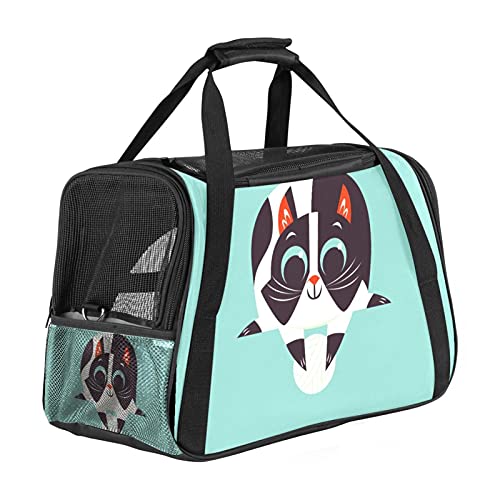 Haustier-Reisetasche, tragbare Haustier-Tasche - Klappbarer Haustier-Tragetasche, Reisetragetasche für Hunde oder Katzen, Haustierkäfig mit abschließbaren Sicherheitsreißverschlüssen, Katzen-Cartoon von DIYOF