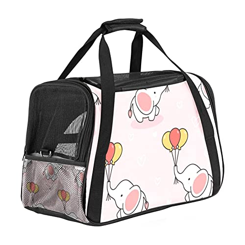 Pet Travel Carrier Bag, tragbare Pet Bag - Klappbarer Pet Carrier-Stoff, Travel Carrier Bag für Hunde oder Katzen, Pet Cage mit abschließbaren Sicherheitsreißverschlüssen, Cute-Elephant Balloons Pattern von DIYOF