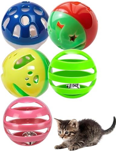 DIYUQISHI Katzenspielzeug für Kätzchen, bunte, stabile Bälle mit Glöckchen für endlosen Spaß und aktives Spielen, 3,8 cm, einfaches Katzenspielzeug-Set, 5 Stück DIYUQISHI Katzenspielzeug für Kätzchen, bunte, stabile Bälle mit Glöckchen für endlosen Spaß und aktives Spielen, 3,8 cm, einfaches Katzenspielzeug-Set, 5 Stück von DIYUQISHI