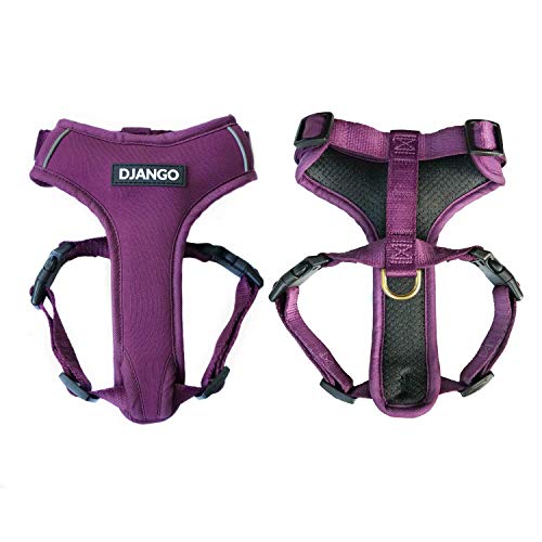 DJANGO Adventure Hundegeschirr - Bequemes, strapazierfähiges und reflektierendes Neopren Hundegeschirr für Outdoor-Abenteuer und Alltag - Verstellbares Design mit massiven Messingbeschlägen (Medium von DJANGO