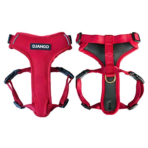 DJANGO Adventure Hundegeschirr - Bequemes, strapazierfähiges und reflektierendes Neopren Hundegeschirr für Outdoor-Abenteuer und Alltag - Verstellbares Design mit massiven Messingbeschlägen (groß von DJANGO