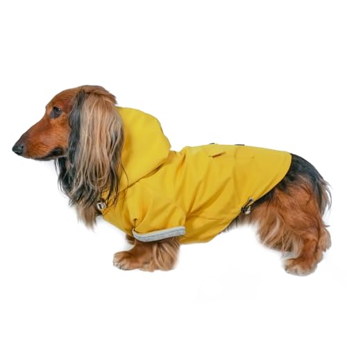 DJANGO Highland Hundejacke und Regenmantel – Wasserabweisende, winddichte und geschirmtfreundliche Kapuze Winter Hundemantel & Regenmantel mit verstellbaren Kordeln & Gunmetal Hardware (X-Small von DJANGO