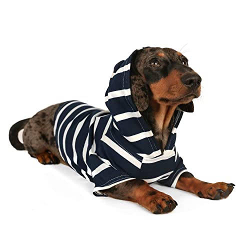 DJANGO Hunde-Kapuzenpullover und superweicher und dehnbarer Pullover mit elastischem Bund und Leinen-Portal (XS, Marineblau) von DJANGO