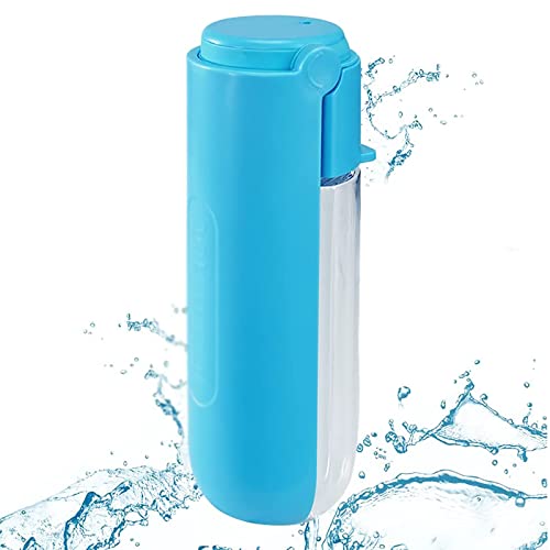 Hunde-Wasserflasche, tragbarer Welpen-Wasserspender für Haustiere, Outdoor-Walking/Wandern, verlängerte faltbare Bewässerungstrog, großes Fassungsvermögen, Lila, 420 ml (Blau, 420 ml) von DJFHDIHRFHBVCASIJ