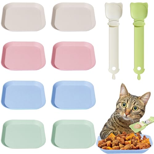 DKDDSSS 10 Stück Futternapf Katze Flach, Katzennapf, Fressnapf Katze Futternapf, Löffel für Liquid Snack Katze, Futternapf Katzenfutter, für Kätzchen und kurzbeinige Katzen von DKDDSSS