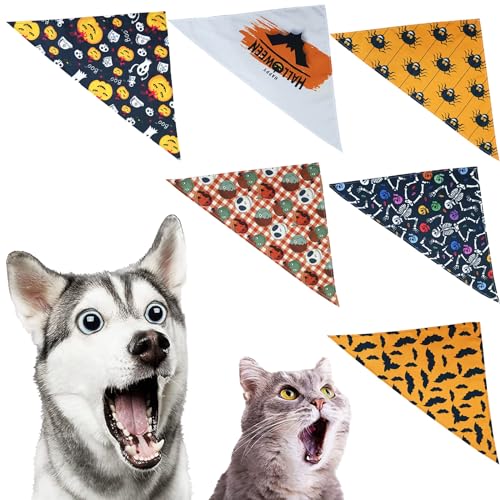 DKDDSSS 6 PCS Hund Bandana, Multicolor Hundehalstuch Kopftücher Pet Dog Halstuch Dreieckstuch für Kleine, Mittelgroße und Große Hunde von DKDDSSS