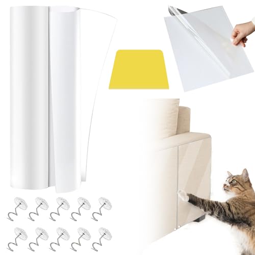 DKDDSSS Kratzschutz Katze Tape 30 x 300 cm, Sofa Transparent Kratzschutz Pad mit 10 Schrauben, Möbelschoner Katze Möbelschutz Kratzpads für Möbel Couch Tür Wand Kratzabwehr von Katzen Hunde von DKDDSSS