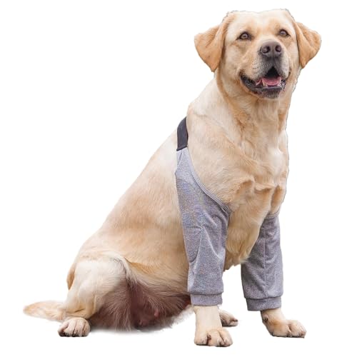 DKDDSSS Recovery Sleeve Hund, Ellenbogenbandage Hund, Ellbogenschoner für Hunde, Hund Chirurgie Erholung Recovery Sleeve für Vorderbeine, Kniebandage Arthrose für Hunde (Grau, XXL) von DKDDSSS