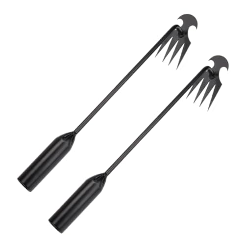 DKIIL NOIYB 4 Zähne Unkrautjäter mit Stiel, Hand Unkrautjätgeräte für Garten, Unkrautstecher zum Entwurzeln Garden Harke, Geschmiedeter Unkrautstecher aus Manganstahl (2pc 40cm Schwarz) von DKIIL NOIYB