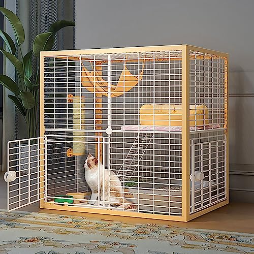 Großer Katzenkäfig, DIY-Katzenkiste für den Innenbereich, Abnehmbarer Katzenlaufstall, Kleintierkäfig, halbgeschlossenes Katzengehege, großer Auslauf, ideal für 1–2 Katzen (Größe: 92 x 47 x 92 cm-A) von DKSNAJ