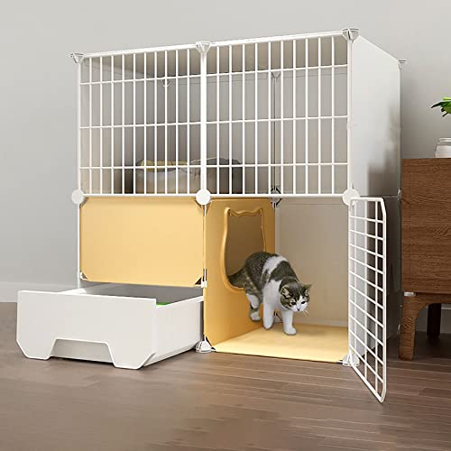 Großer Katzenkäfig, DIY-Katzenlaufstall für den Innenbereich, abnehmbare Metallzwinger, Katzentoilette mit Rampenleitern und Katzenzwinger, großer Übungsbereich, ideal für 1–3 Katzen (Größe: 75 x 49 x von DKSNAJ