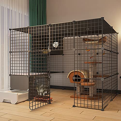 Großer Katzenkäfig - Katzengehege Katzenkäfig Zwinger Katzenlaufstall Innenkäfig für Frettchen Abnehmbarer Metall-Innen-DIY-Zwinger Katzenkiste mit Katzentoilette - für Kleintiere, Welpen, Kätzchen, von DKSNAJ