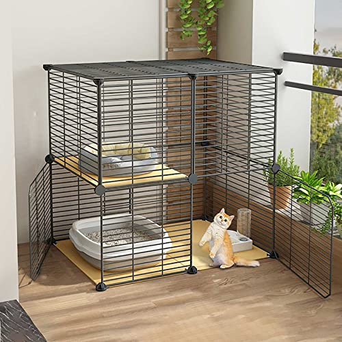 Katzenkäfig DIY Katzengehege Innen-Katzenhütte 1-2-3-stöckiger Katzenkäfig Großer Katzenkäfig Katzenkiste mit Katzentoilette - für Katzen, Hasen, Chinchillas - Katzenlaufstall Ideal für 1-3 Katzen von DKSNAJ