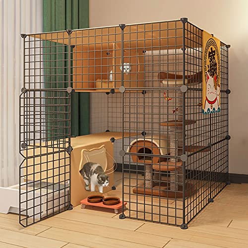 Katzenkäfig Zwinger Katzenkäfig Laufstall Katzenkäfig mit Katzentoilette Katzenkäfige Indoor Groß mit Katzentoilette Katzengehege für Balkon Frettchenkäfig Katzenkiste Hundekiste für Innen/Außen DIY von DKSNAJ