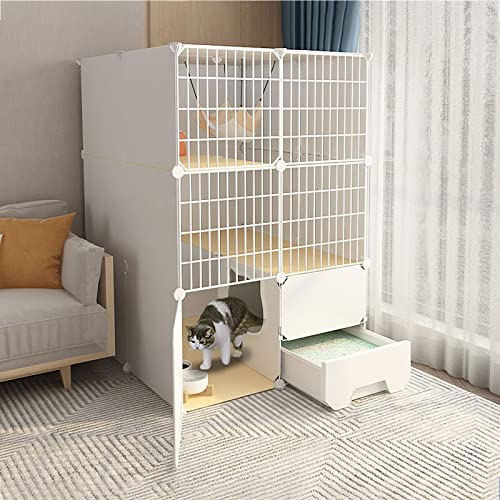 Katzenkäfige - Katzenkäfig für den Innenbereich, Katzenlaufstall, Katzengehege für den Balkon, Abnehmbarer Metalldraht, DIY-Zwinger für den Innenbereich, Käfig für Frettchen, Käfige für von DKSNAJ