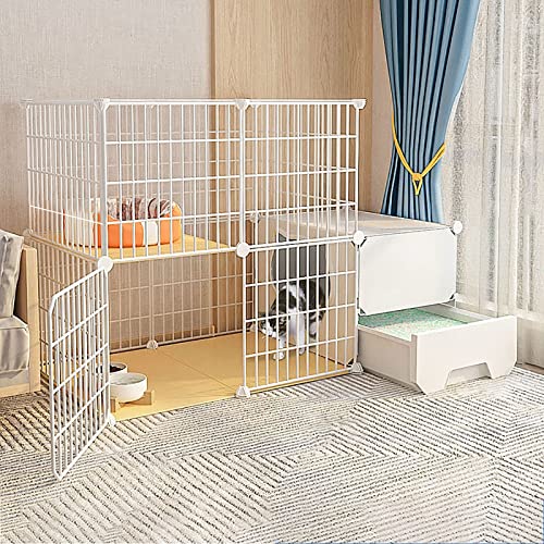 Katzenkäfige - Katzenkäfig für den Innenbereich, Katzenlaufstall, Katzengehege für den Balkon, Abnehmbarer Metalldraht, DIY-Zwinger für den Innenbereich, Käfig für Frettchen, Käfige für von DKSNAJ