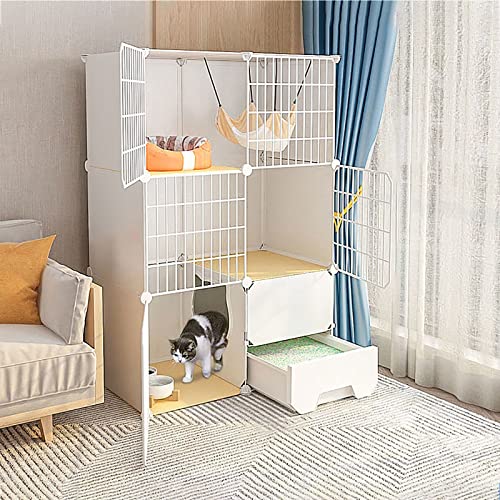 Katzenkäfige - Katzenkäfig für den Innenbereich, Katzenlaufstall, Katzengehege für den Balkon, Abnehmbarer Metalldraht, DIY-Zwinger für den Innenbereich, Käfig für Frettchen, Käfige für von DKSNAJ