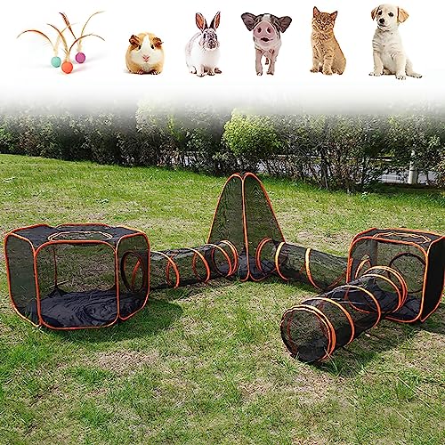 Katzentunnel-Haustierspielzeug, 6-in-1-Katzengehege für draußen, faltbares Haustier-Spieltunnelspielzeug, Katzenzelt mit Tunnel, tragbares Pop-up-Hundezelt aus Netzgewebe, für Katzen, Hunde, von DKSNAJ