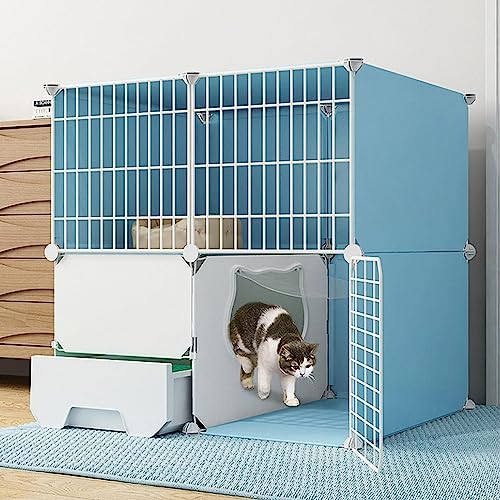 Laufställe für Kleintiere, Katzenkäfige für den Innenbereich, Katzenkäfige für den Innenbereich, Katzengehege für den Außenbereich mit Katzentoilette, abnehmbarer DIY-Katzenlaufstall (Größe: 75 x 49 x von DKSNAJ