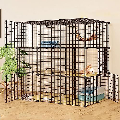 Laufställe für Kleintiere, Katzenlaufstall - Frettchenkäfig, DIY-Katzenlaufstall für den Innenbereich, abnehmbare Katzenkiste, ideal für 1–4 Katzen (Größe: 111 x 75 x 109-C) Wisdom von DKSNAJ