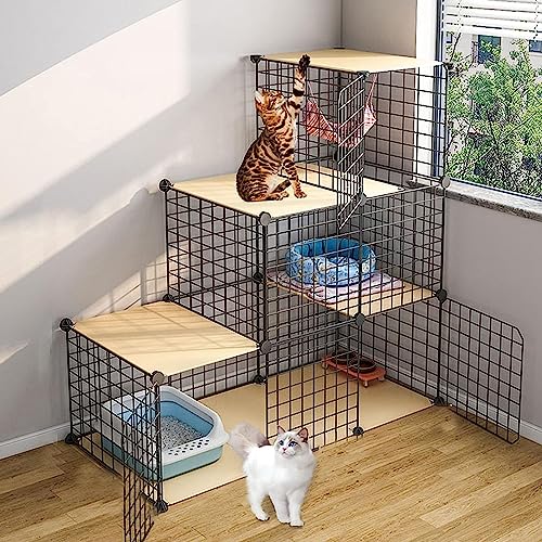 Laufställe für Kleintiere, Laufstall für Katzen – Frettchenkäfig, Katzengehege, Aufbewahrung aus Metalldrahtgittern, Regale mit Lagerbehältern, modulares Bücherregal, Schrank (Größe: C2-111 * 49 * 109 von DKSNAJ