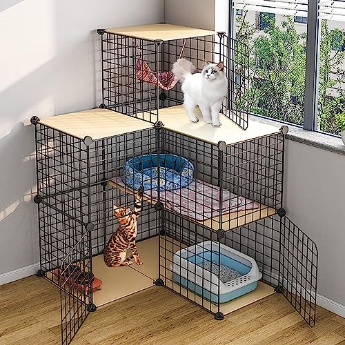 Laufställe für Kleintiere, Laufstall für Katzen – Frettchenkäfig, Katzengehege, Aufbewahrung aus Metalldrahtgittern, Regale mit Lagerbehältern, modulares Bücherregal, Schrank (Größe: C3-75 * 75 * 109 von DKSNAJ