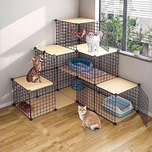 Laufställe für Kleintiere, Laufstall für Katzen – Frettchenkäfig, Katzengehege, Aufbewahrung aus Metalldrahtgittern, Regale mit Lagerbehältern, modulares Bücherregal, Schrank (Größe: C5-111 * 121 * von DKSNAJ