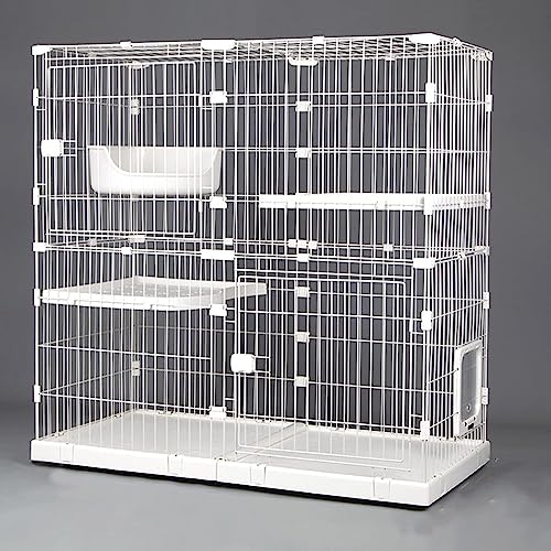 Laufställe für Kleintiere, großer Katzenkäfig, Laufstall für Katzen im Innenbereich – Katzenkäfige für den Innenbereich, Gehege auf Rädern, Zwinger aus Metalldraht, ideal für 1–4 Katzen (Größe: C3-125 von DKSNAJ