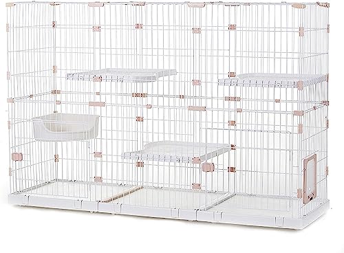 Laufställe für Kleintiere, großer Katzenkäfig, Laufstall für Katzen im Innenbereich – Katzenkäfige für den Innenbereich, Gehege auf Rädern, Zwinger aus Metalldraht, ideal für 1–4 Katzen (Größe: C5 – von DKSNAJ