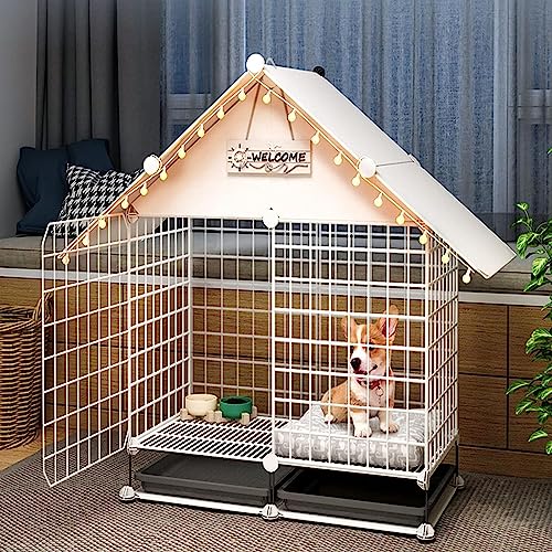 Laufstall für Kleintiere, Hundekäfig, Welpenkäfig, Zaunkäfig, ABS-Tablett, zusammenklappbarer Welpenkäfig, Katzentransporter, Hundekäfig, DIY-Kleintierkäfig für Meerschweinchen (Farbe: C1) Wisdom von DKSNAJ