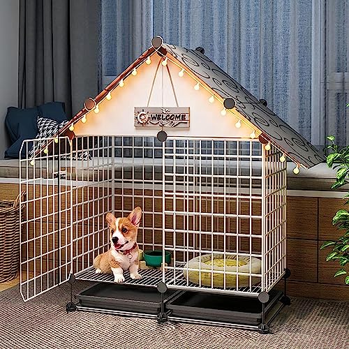 Laufstall für Kleintiere, Hundekäfig, Welpenkäfig, Zaunkäfig, ABS-Tablett, zusammenklappbarer Welpenkäfig, Katzentransporter, Hundekäfig, DIY-Kleintierkäfig für Meerschweinchen (Farbe: C2) Wisdom von DKSNAJ