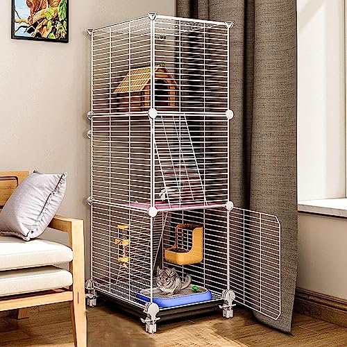 Laufstall für Kleintiere, Kaninchenkäfig, Katzen-/Frettchenkäfig, tragbarer rollender Käfig für Chinchillas, Kätzchen, Eichhörnchen, Kaninchen, Meerschweinchen, abnehmbares Drahtgeflecht (Größe: 39 x von DKSNAJ