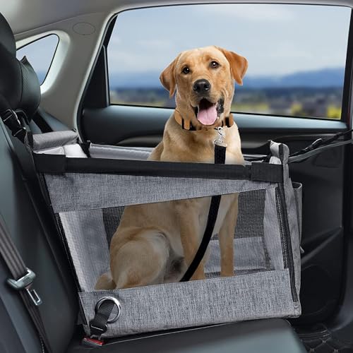 Haustiere Hundeautositz für Alfa Romeo Alfa Alfetta Brera Spider Mito Stelvio Giulia, Universal Faltbare Tragbare Wasserfestes Hunde Autositz Transporttasche Zubehör,B-Grey von DLHFC