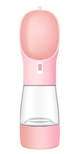 Hunde-Wasserbecher, Hunde-Wasserflasche, abnehmbarer, auslaufsicherer, tragbarer Welpen-Wasserspender mit Futterbehälter for Spaziergänge im Freien, Wandern, Reisen(Pink) von DLIFFNJDH