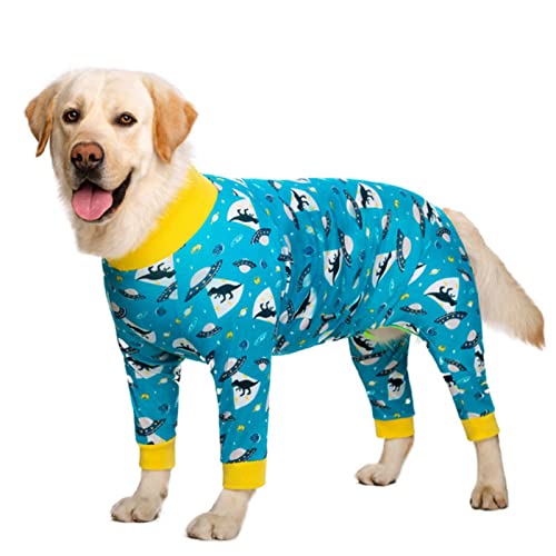 1 x Hundekleidung Pyjama für mittelgroße und große Hunde, weich, gemütlich, Blau, Dino, 36 von DLKSH