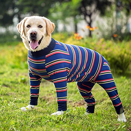 1 x Hundekleidung Pyjama für mittelgroße und große Hunde, weich, gemütlich, marineblaue Streifen, 36 von DLKSH