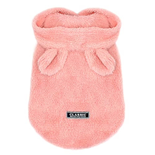 1 x süße Katzenkleidung aus Fleece, für den Winter, für Welpen, Kätzchen, Rosa, Größe S von DLKSH