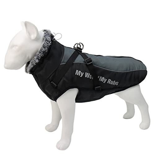 1 x wasserdichter Hundemantel für den Winter, mit Geschirr, Grau, Größe XXL von DLKSH