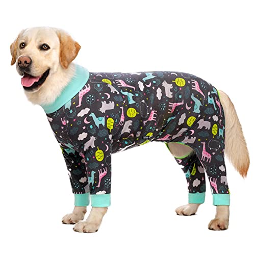 Hundekleidung Pyjama für mittelgroße und große Hunde, weich, gemütlich, Giraffe, Grau, 1 Stück von DLKSH