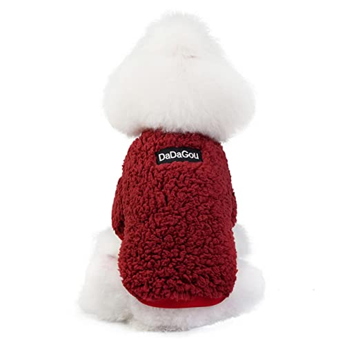 Winterkleidung für kleine Hunde, warm, Plüsch, Mädchen, Rot, Größe M, 1 Stück von DLKSH