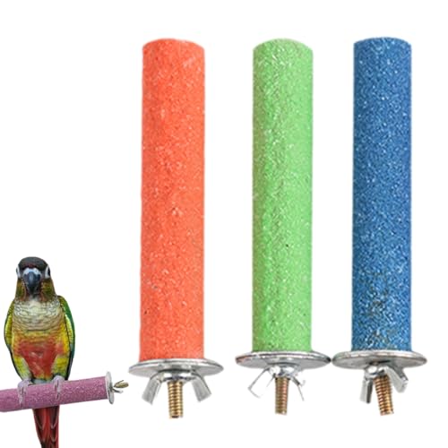 DLPRK 3 Stück Papagei Barsche Vogelkäfig Scrub Stand Bar für Vogel Papagei Wellensittiche Sittich Nymphensittiche Conure Lovebird Käfig Pfote Schleifspielzeug (Bunte) von DLPRK