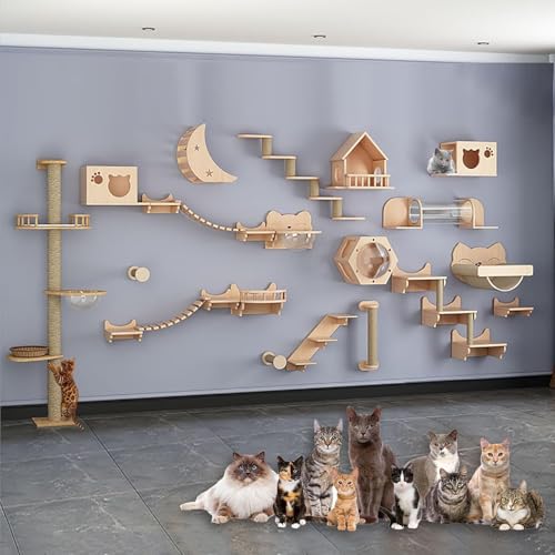 Katzenwandregal, Katzentreppe für Wandset, Katzenregal Katzenwand, verdicktes Brett für einfache Wartung und Reinigung, DIY-freie Kombination, B17-35 Stück von DLQZDS