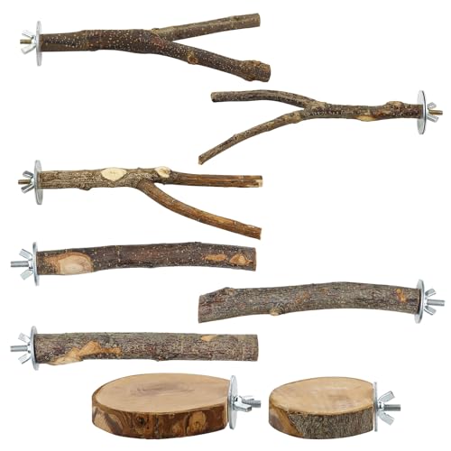 8 x Papageien-Sitzstangen für Vögel, Spiel, Fitnessstudio, Spielzeug, Sittiche, Klettern, Übungsleiter für Vögel, Holz, Kletterleiter, Schaukel 8 x Papageien-Sitzstangen für Vögel, Spiel, Fitnessstudio, Spielzeug, Sittiche, Klettern, Übungsleiter für Vögel, Holz, Kletterleiter, Schaukel von DLUKENY