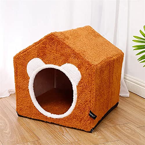 Bett for tragbare Haustiere, kleine Hundehütte, Kätzchenkorb, Kissen, Matte, Zelt, abnehmbares Welpennest, Höhle, Katzenbetten (Color : B, Size : 41X41X41cm) von DLUXCA