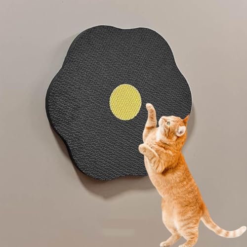 Flower Scratching Pad for Cats, Flower Scratching Pad for Cats on Wall, Cat Wall Scratcher Corrugated Cardboard, Cat Scratching Mat Furniture Protector (Black) von DLZMO