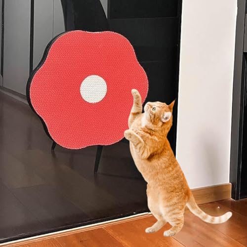 Flower Scratching Pad for Cats, Flower Scratching Pad for Cats on Wall, Cat Wall Scratcher Corrugated Cardboard, Cat Scratching Mat Furniture Protector (Red) von DLZMO