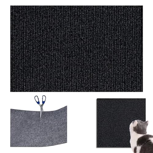 Kratzmatte Katze, Kratzmatte Selbstklebend, Katzen Kratzmatte, Multifunktionale Zuschneidbare Selbstklebende Katzenkratzmatte (Black, 30 x 100CM) von DLZMO