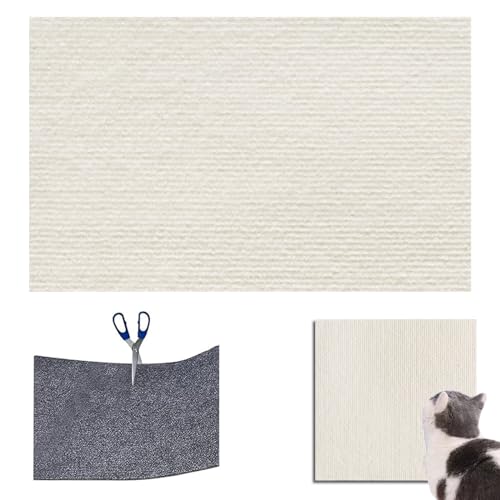 Kratzmatte Katze, Kratzmatte Selbstklebend, Katzen Kratzmatte, Multifunktionale Zuschneidbare Selbstklebende Katzenkratzmatte (Cream White, 30 x 100CM) von DLZMO